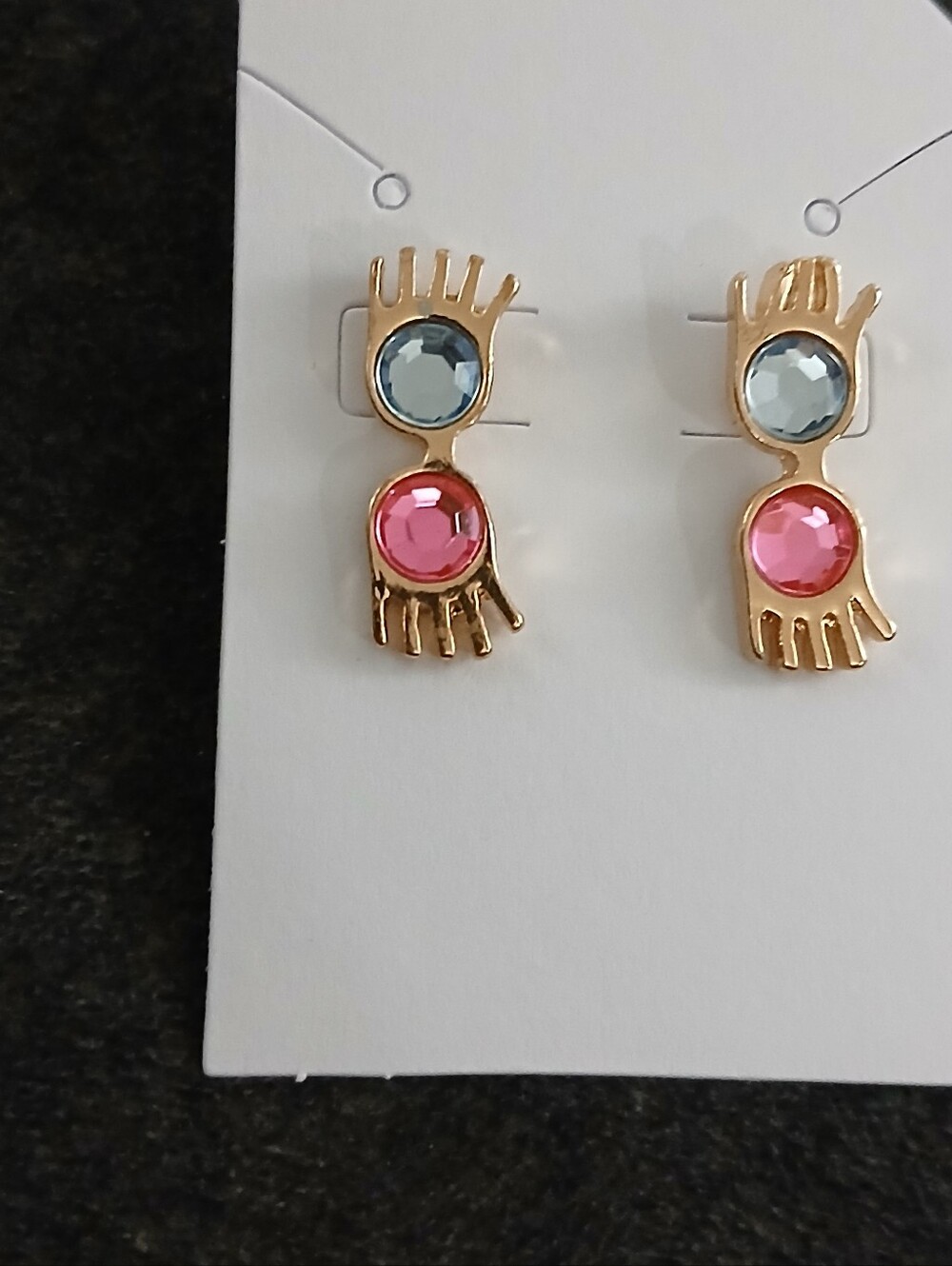 Harry Potter Luna Lovegood Spectrespecs Earrings Gold‑Tone Pink & Blue Gems